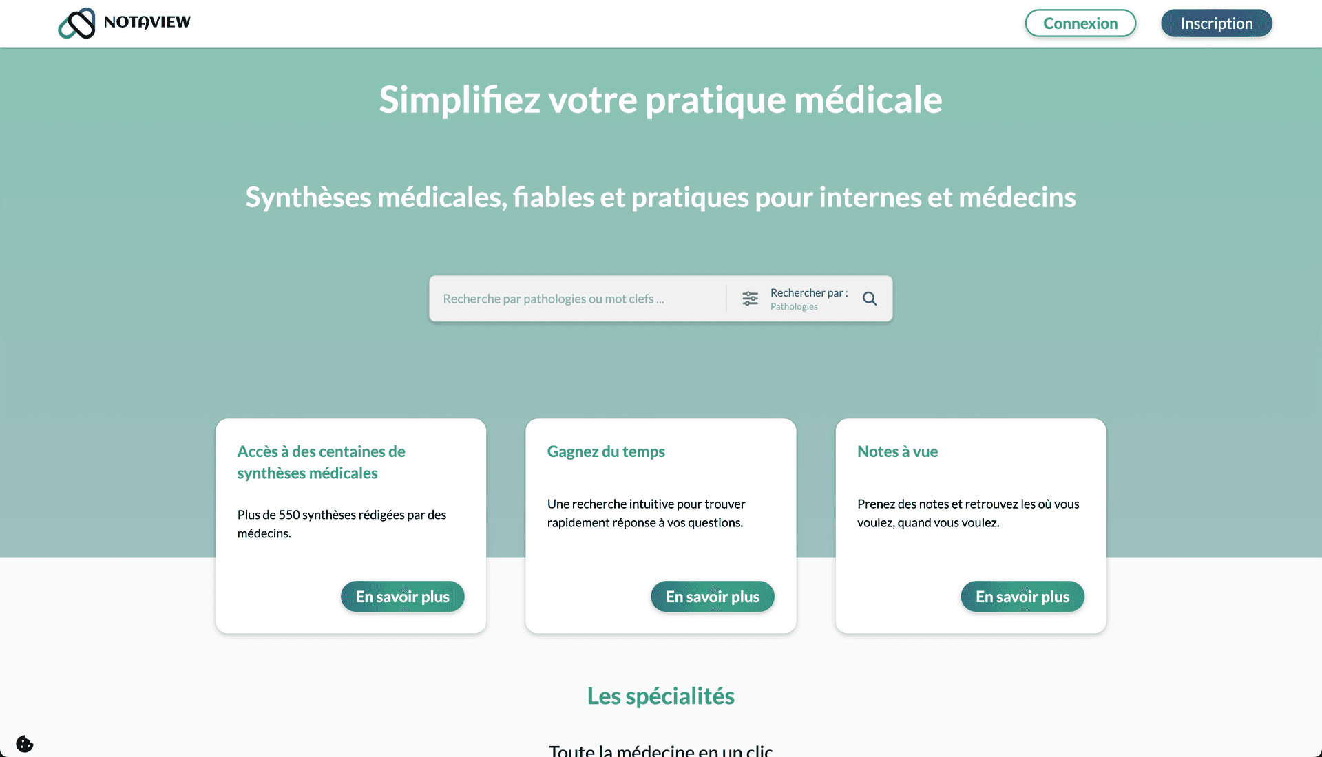 Capture d'écran du site Notaview